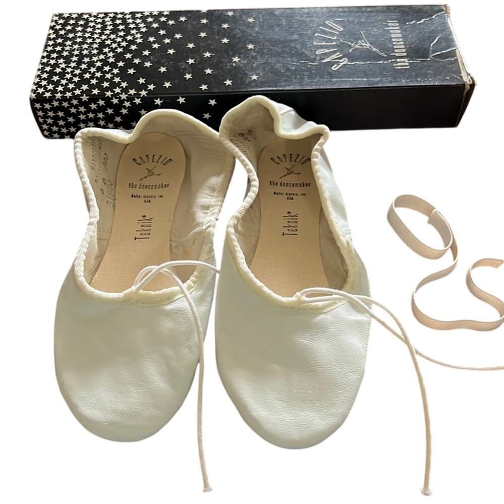Capezio Teknik 200 White Ballet Slippers Size 4B Leather Dance